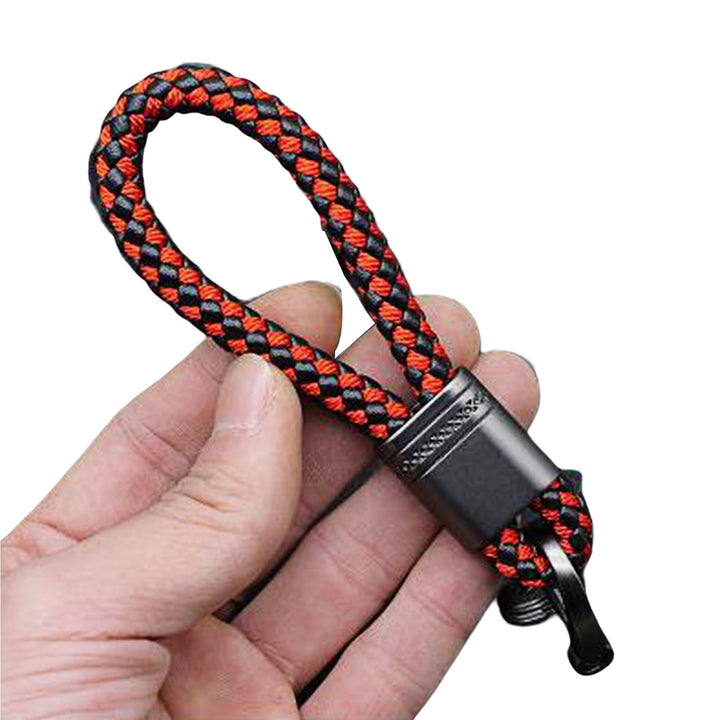 Car Key Chain Hand-woven Faux Leather Braided Rope Snap Hook Alloy Men Women Waist Key Holder Ring for Daily Image 4