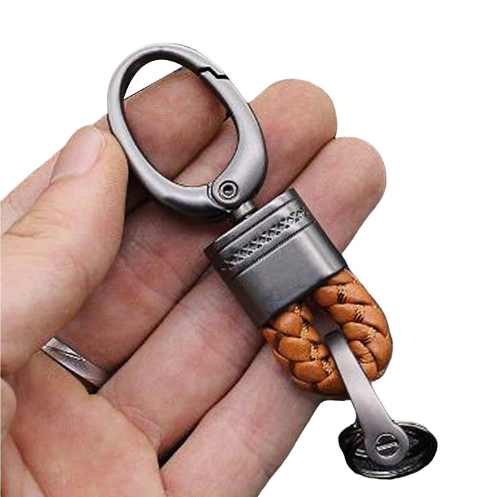 Car Key Chain Hand-woven Faux Leather Braided Rope Snap Hook Alloy Men Women Waist Key Holder Ring for Daily Image 1