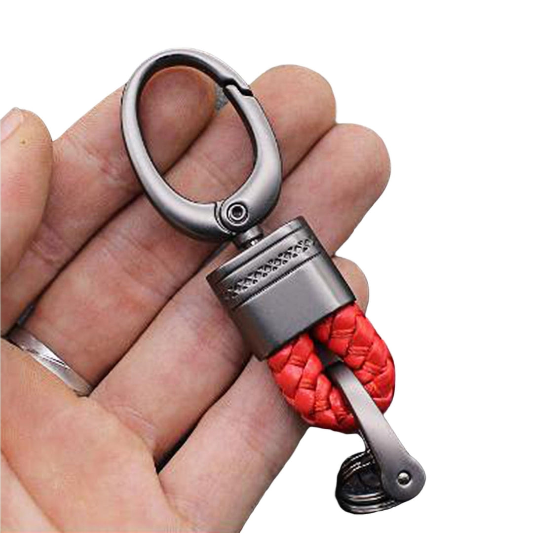 Car Key Chain Hand-woven Faux Leather Braided Rope Snap Hook Alloy Men Women Waist Key Holder Ring for Daily Image 1