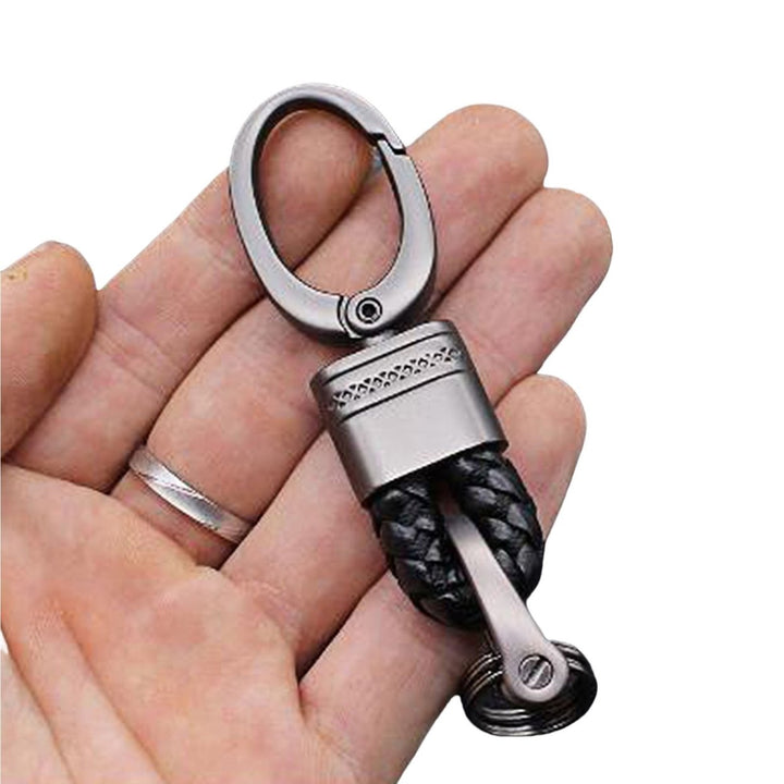 Car Key Chain Hand-woven Faux Leather Braided Rope Snap Hook Alloy Men Women Waist Key Holder Ring for Daily Image 1