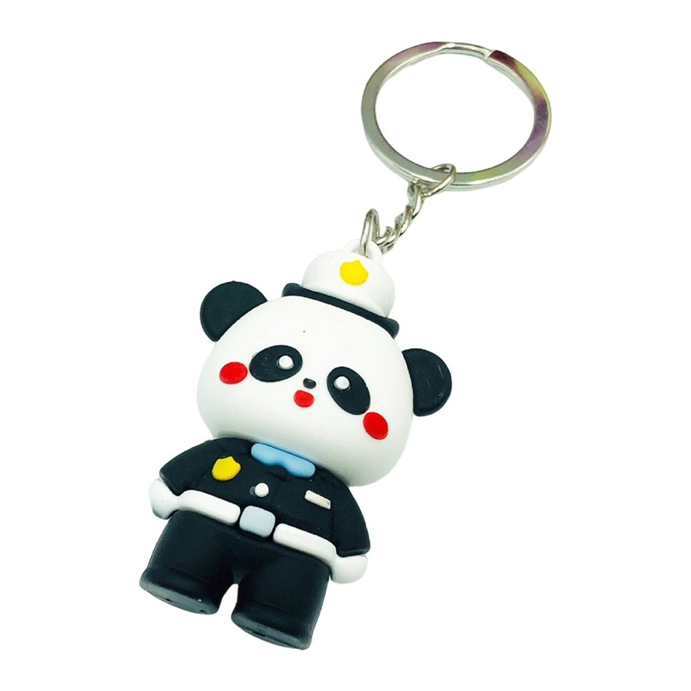 Cartoon Panda Keychain 3D Mini Funny High Toughness Comfortable Grip Backpack Ornament PVC Cute Animal Key Ring for Image 2