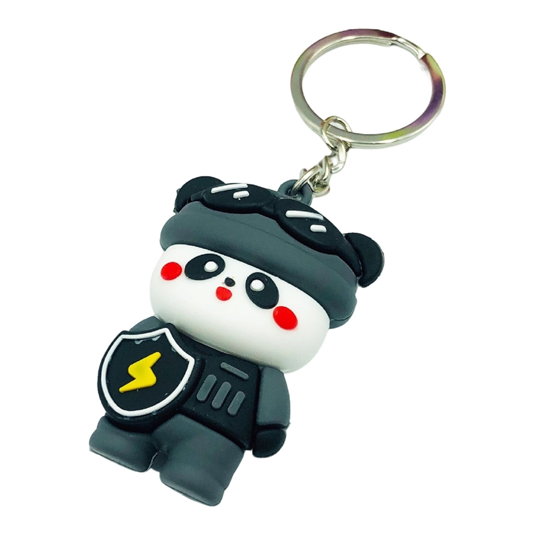 Cartoon Panda Keychain 3D Mini Funny High Toughness Comfortable Grip Backpack Ornament PVC Cute Animal Key Ring for Image 3