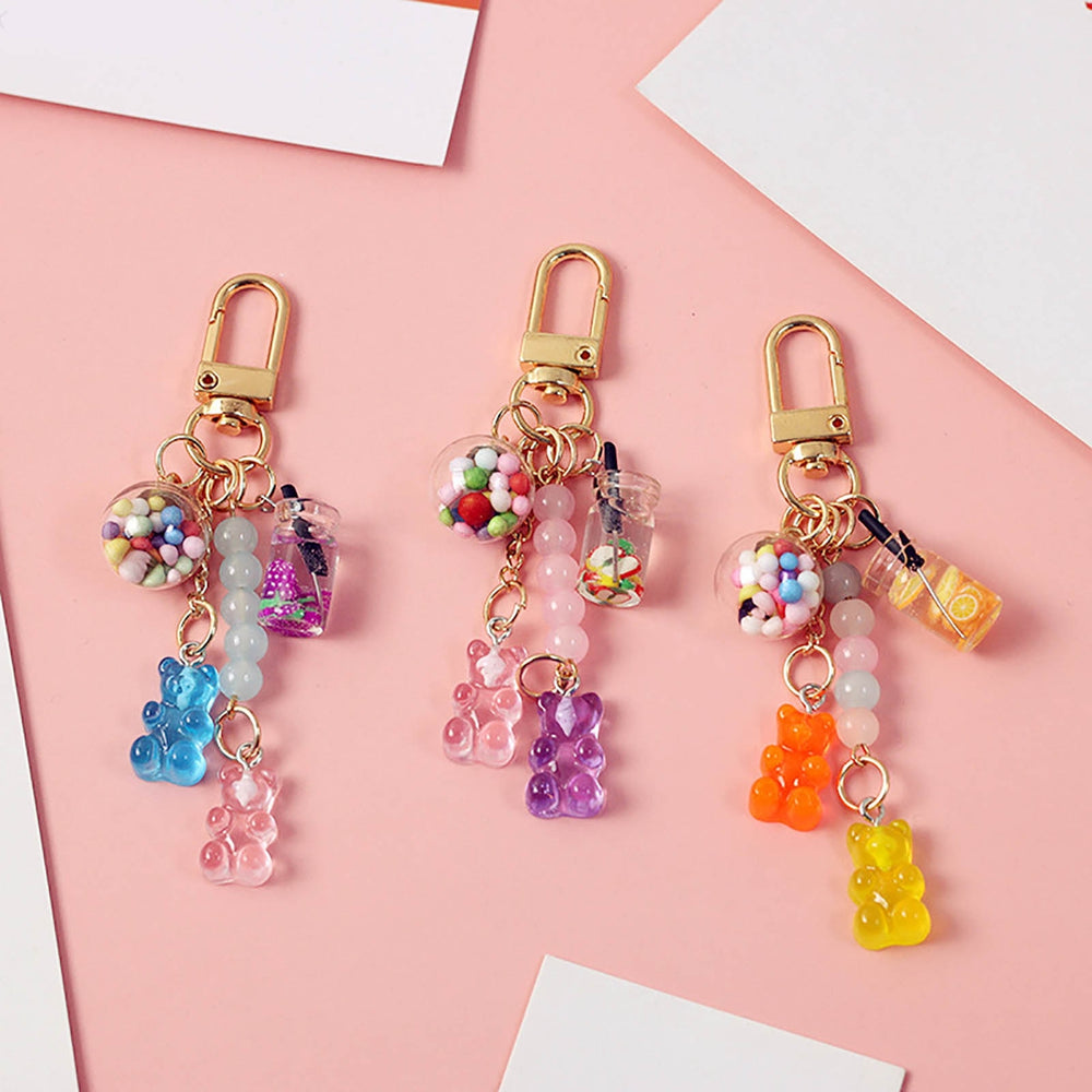 Key Ring Beads Brightly Colored Delicate Texture Candy Color INS Cartoon Gummy Bear Bag Pendant Jewelry Gift Image 2