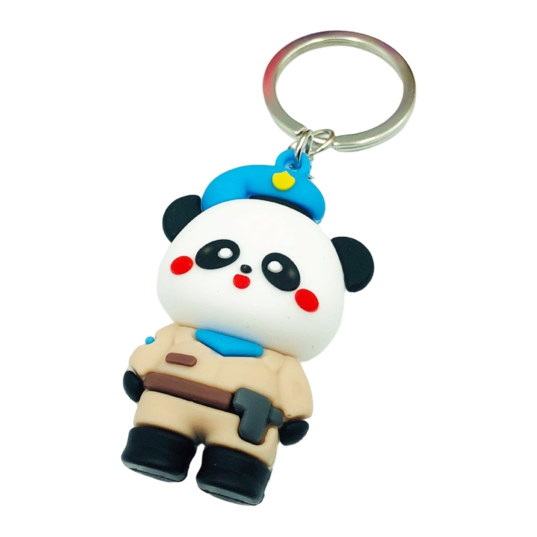 Cartoon Panda Keychain 3D Mini Funny High Toughness Comfortable Grip Backpack Ornament PVC Cute Animal Key Ring for Image 4