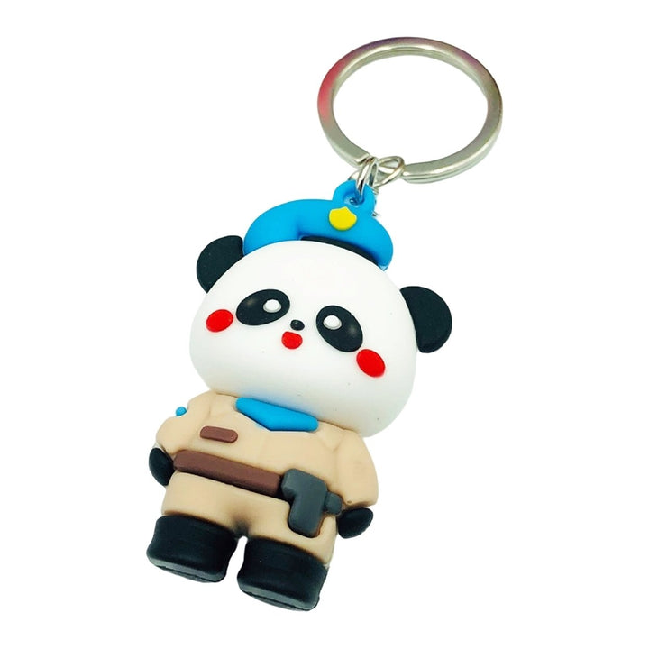 Cartoon Panda Keychain 3D Mini Funny High Toughness Comfortable Grip Backpack Ornament PVC Cute Animal Key Ring for Image 1