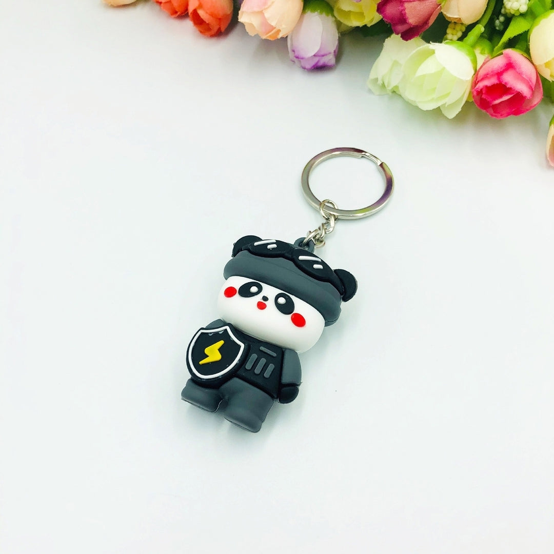 Cartoon Panda Keychain 3D Mini Funny High Toughness Comfortable Grip Backpack Ornament PVC Cute Animal Key Ring for Image 7