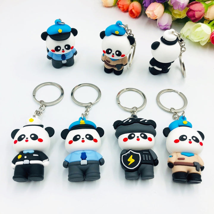 Cartoon Panda Keychain 3D Mini Funny High Toughness Comfortable Grip Backpack Ornament PVC Cute Animal Key Ring for Image 10