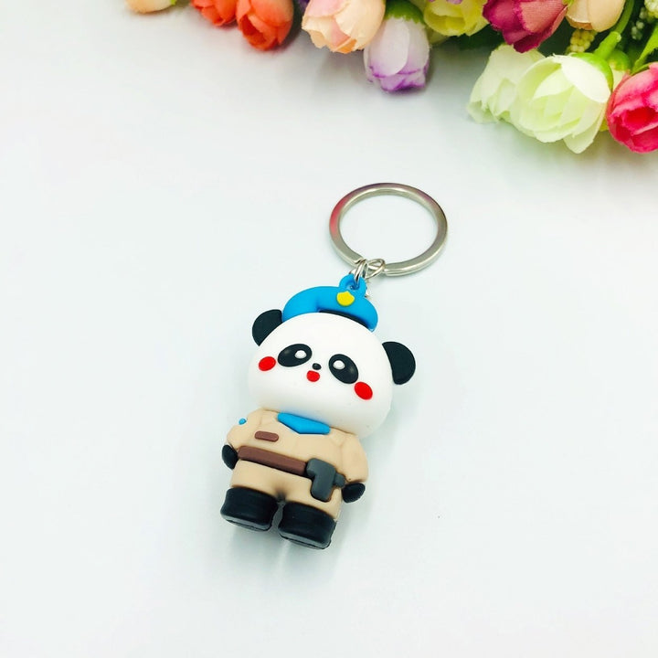 Cartoon Panda Keychain 3D Mini Funny High Toughness Comfortable Grip Backpack Ornament PVC Cute Animal Key Ring for Image 12