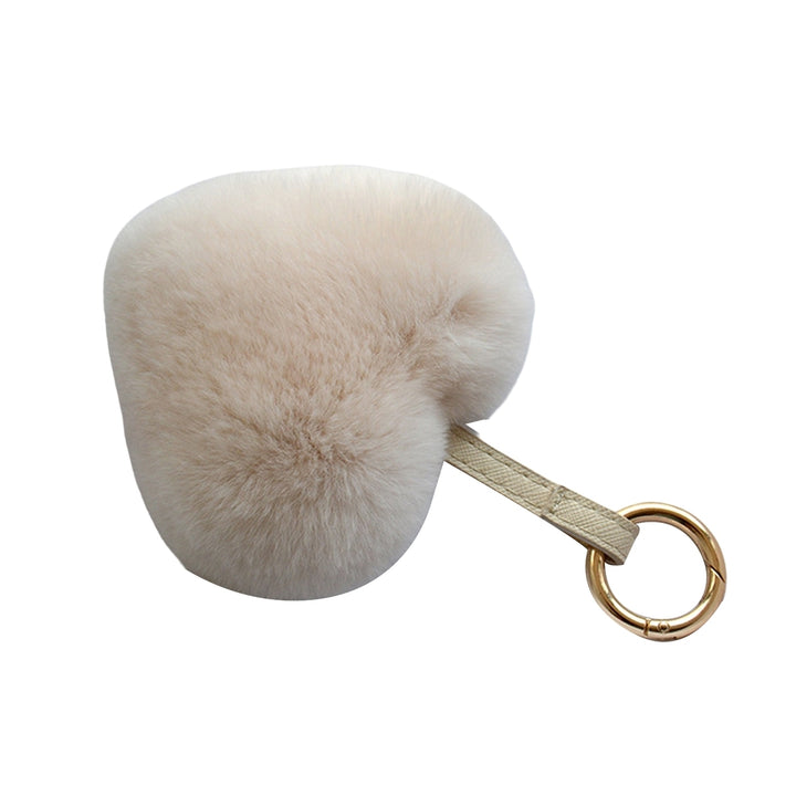 Plush Keychain Fuzzy Super Soft Metal Ring Gift Faux Rabbit faux Pure Color Heart Shaped Key Ring Pendant for Women Image 4