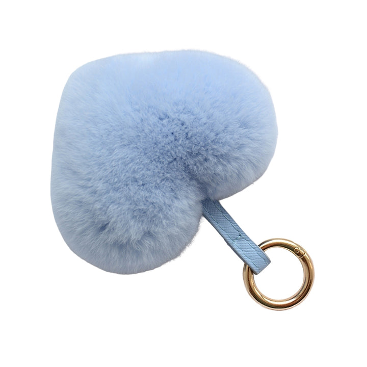 Plush Keychain Fuzzy Super Soft Metal Ring Gift Faux Rabbit faux Pure Color Heart Shaped Key Ring Pendant for Women Image 7