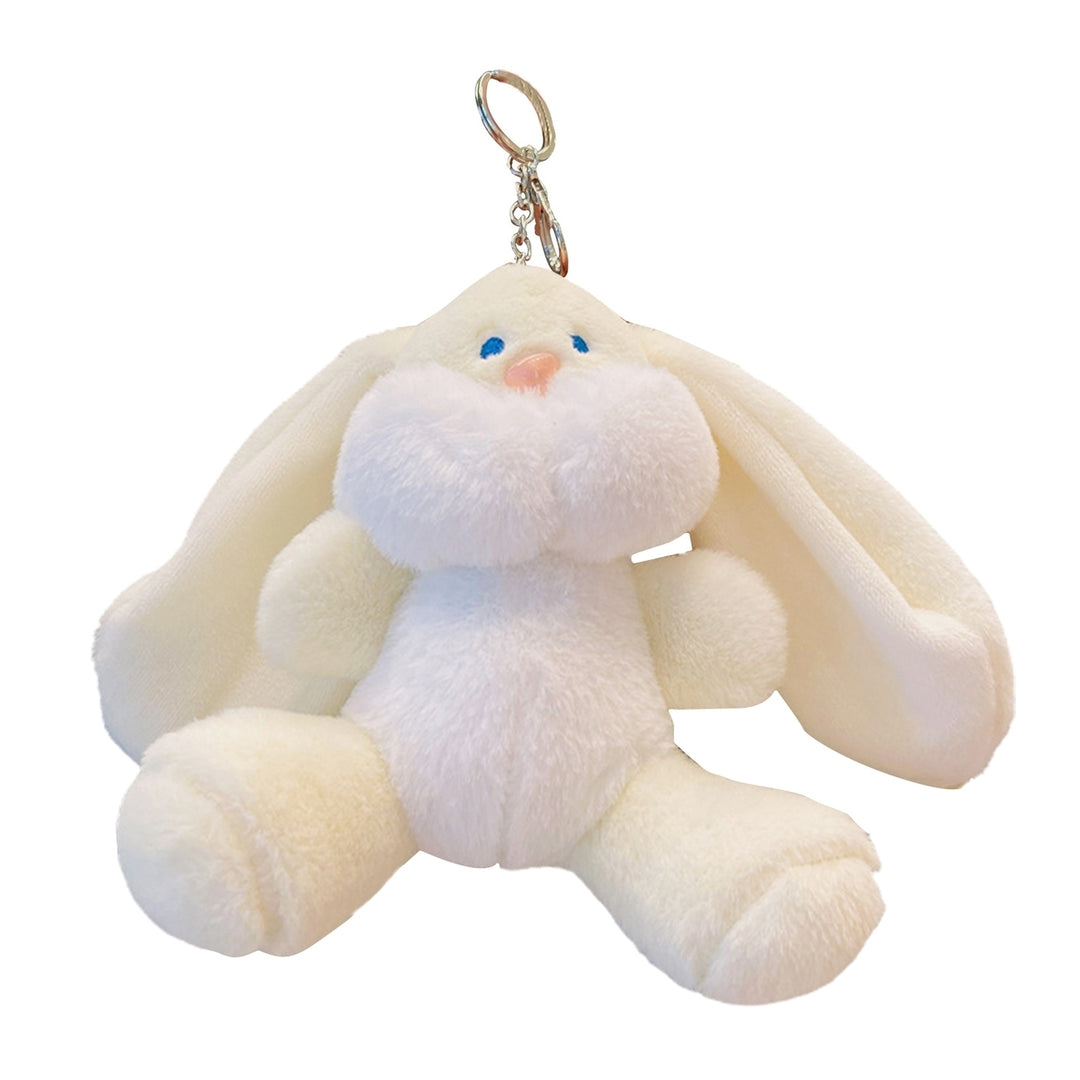 Rabbit Key Chain Cartoon Image Soft Plush Fluffy Animal Shape Three-dimensional Decorative Gift Bunny Doll Pendant Car Image 3