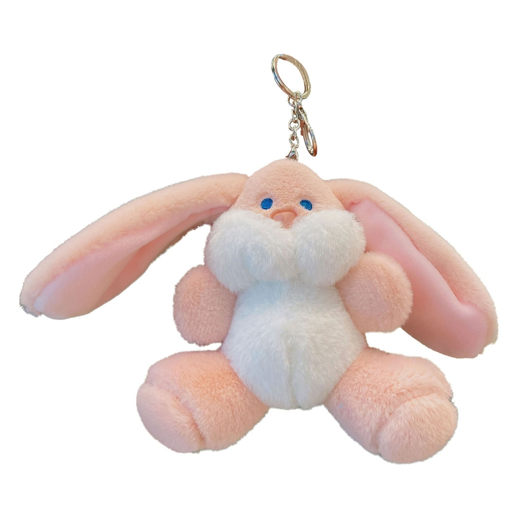 Rabbit Key Chain Cartoon Image Soft Plush Fluffy Animal Shape Three-dimensional Decorative Gift Bunny Doll Pendant Car Image 4