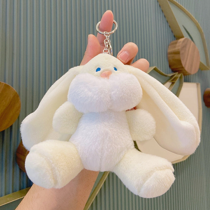 Rabbit Key Chain Cartoon Image Soft Plush Fluffy Animal Shape Three-dimensional Decorative Gift Bunny Doll Pendant Car Image 4