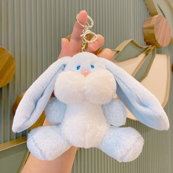 Rabbit Key Chain Cartoon Image Soft Plush Fluffy Animal Shape Three-dimensional Decorative Gift Bunny Doll Pendant Car Image 9