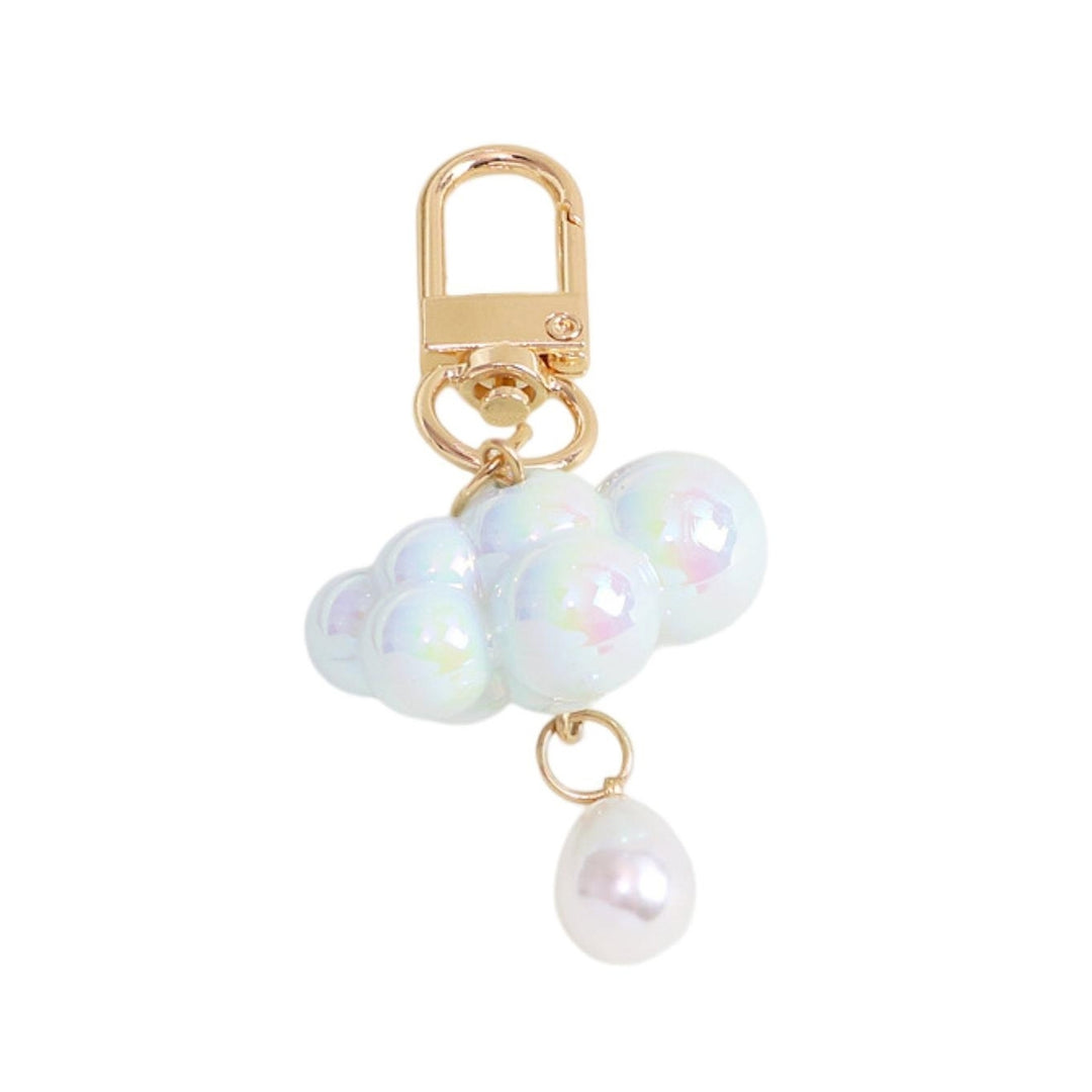 Cloud Keychain Faux Pearl Pendant DIY Acrylic Backpack Ornament Colorful Cloud Key Ring Daily Use Image 4