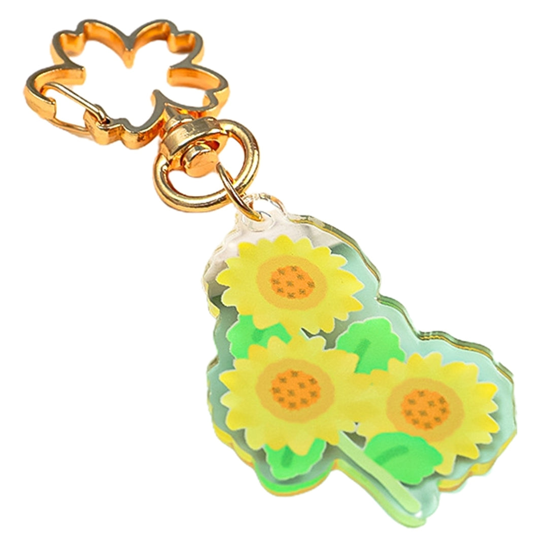 Flower Keychain Refreshing Acrylic Cute Clear Print DIY Gift Slim Rose Sunflower Car Key Ring Pendant Bag Accessories Image 2