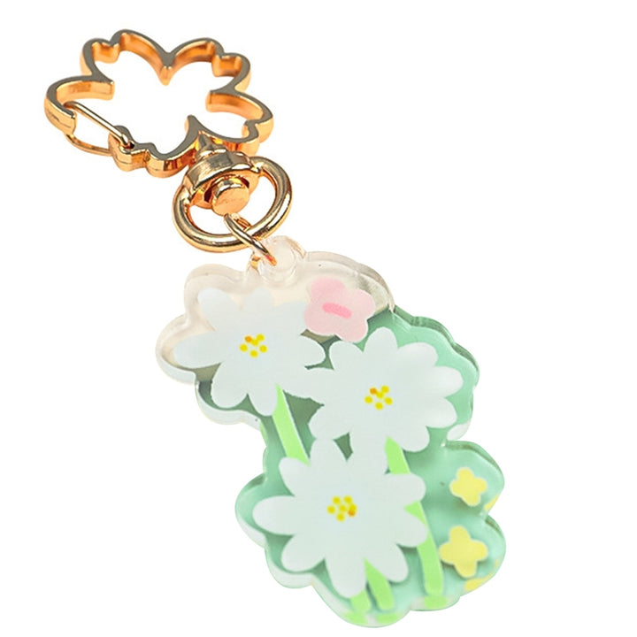 Flower Keychain Refreshing Acrylic Cute Clear Print DIY Gift Slim Rose Sunflower Car Key Ring Pendant Bag Accessories Image 3