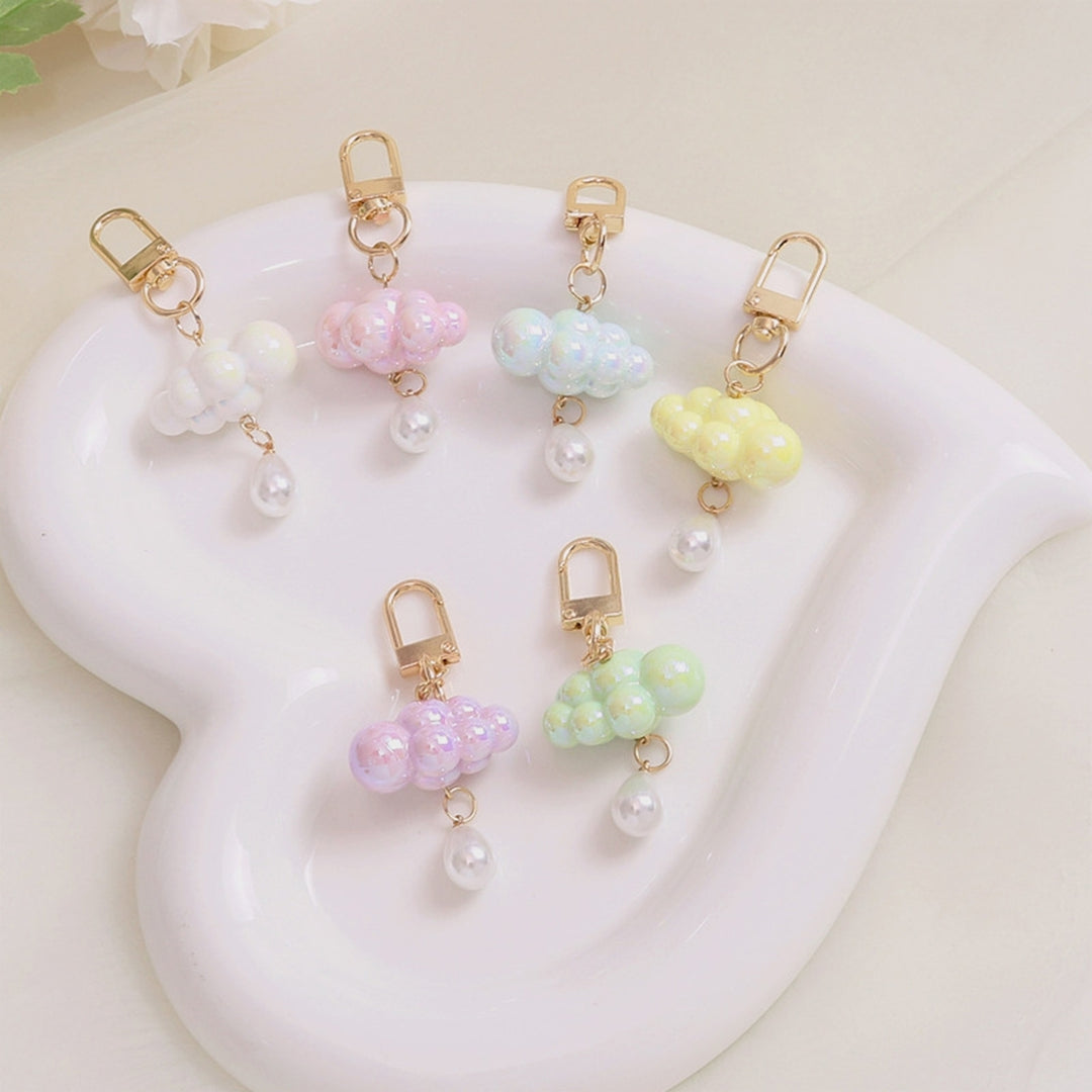 Cloud Keychain Faux Pearl Pendant DIY Acrylic Backpack Ornament Colorful Cloud Key Ring Daily Use Image 8