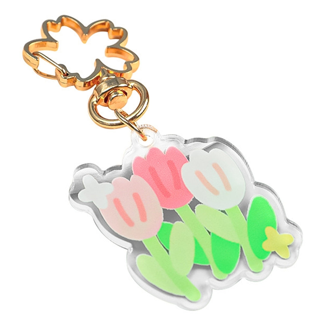 Flower Keychain Refreshing Acrylic Cute Clear Print DIY Gift Slim Rose Sunflower Car Key Ring Pendant Bag Accessories Image 4