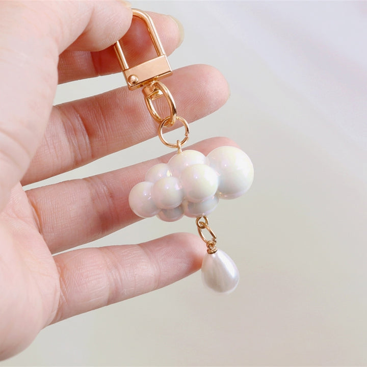 Cloud Keychain Faux Pearl Pendant DIY Acrylic Backpack Ornament Colorful Cloud Key Ring Daily Use Image 9