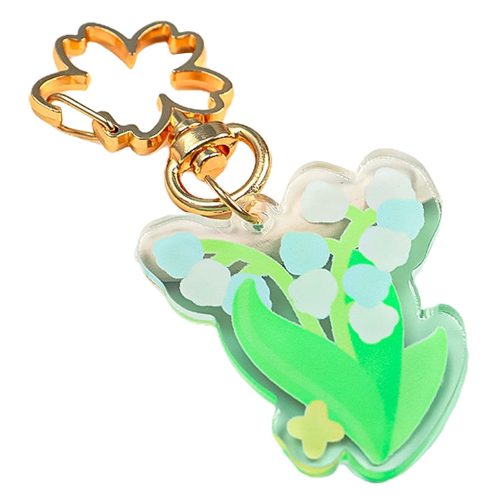 Flower Keychain Refreshing Acrylic Cute Clear Print DIY Gift Slim Rose Sunflower Car Key Ring Pendant Bag Accessories Image 4