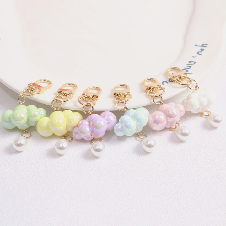 Cloud Keychain Faux Pearl Pendant DIY Acrylic Backpack Ornament Colorful Cloud Key Ring Daily Use Image 11
