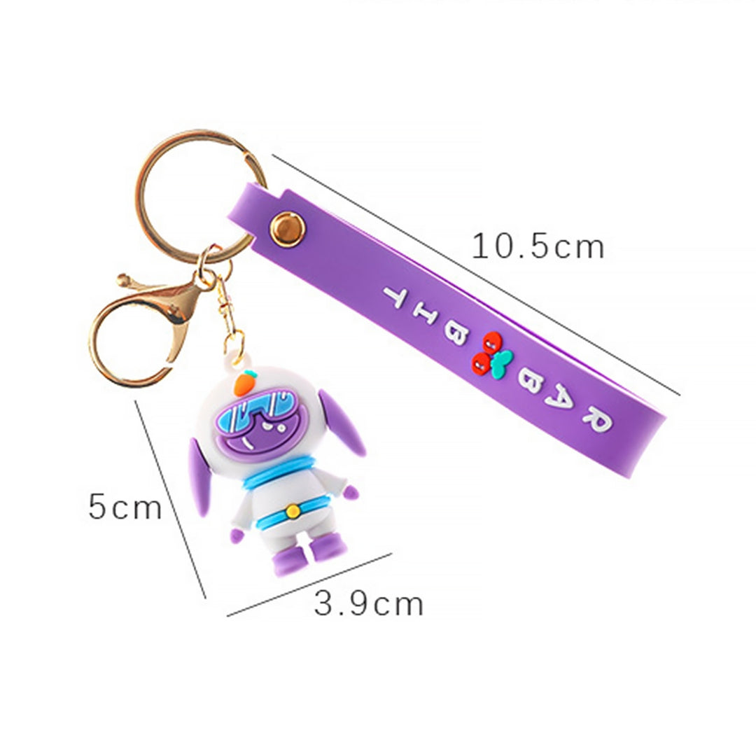 Rabbit Astronaut Keychain 3D Doll with Strap DIY Backpack Ornament Silicone Cute Animal Spaceman Bunny Car Key Ring Bag Image 7