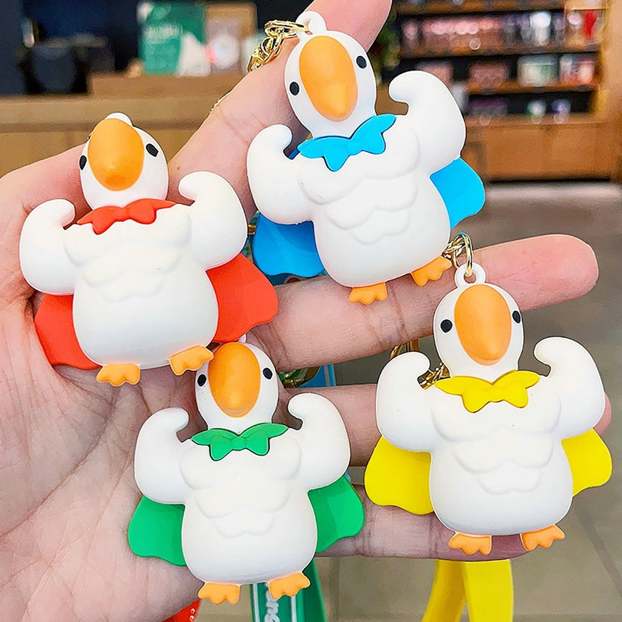 Goose Keychain 3D Doll Letter Strap DIY Gift Animal Mighty Goose Car Key Ring Pendant Backpack Ornament Image 1