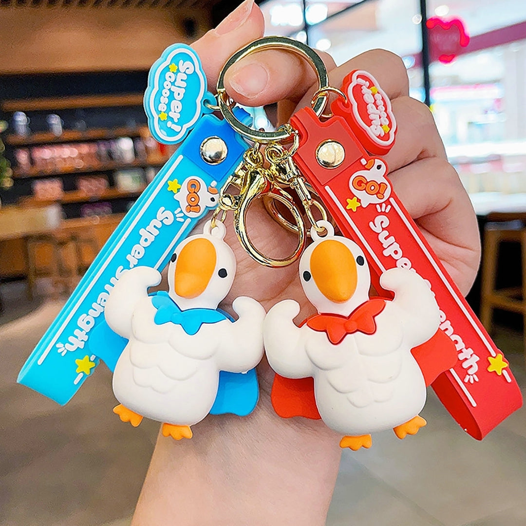 Goose Keychain 3D Doll Letter Strap DIY Gift Animal Mighty Goose Car Key Ring Pendant Backpack Ornament Image 6