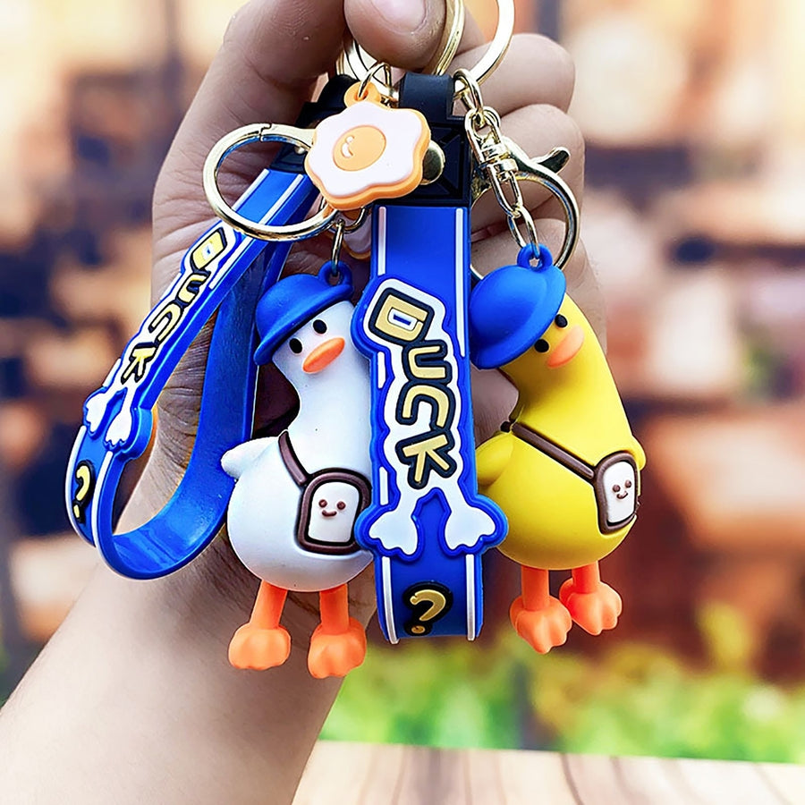 Duck Keychain Cartoon Wry Neck Keyring Car Decor Stuff Image 1