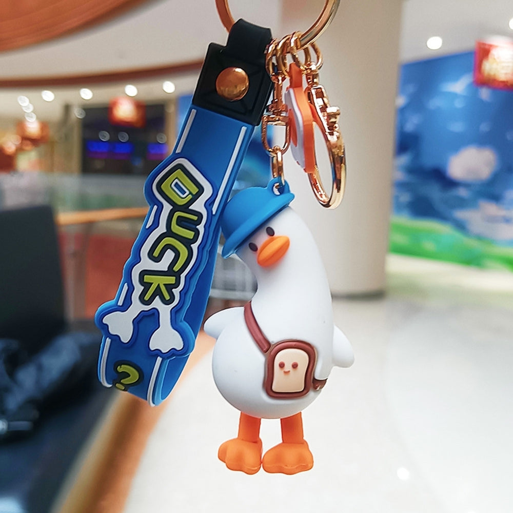 Duck Keychain Cartoon Wry Neck Keyring Car Decor Stuff Image 2