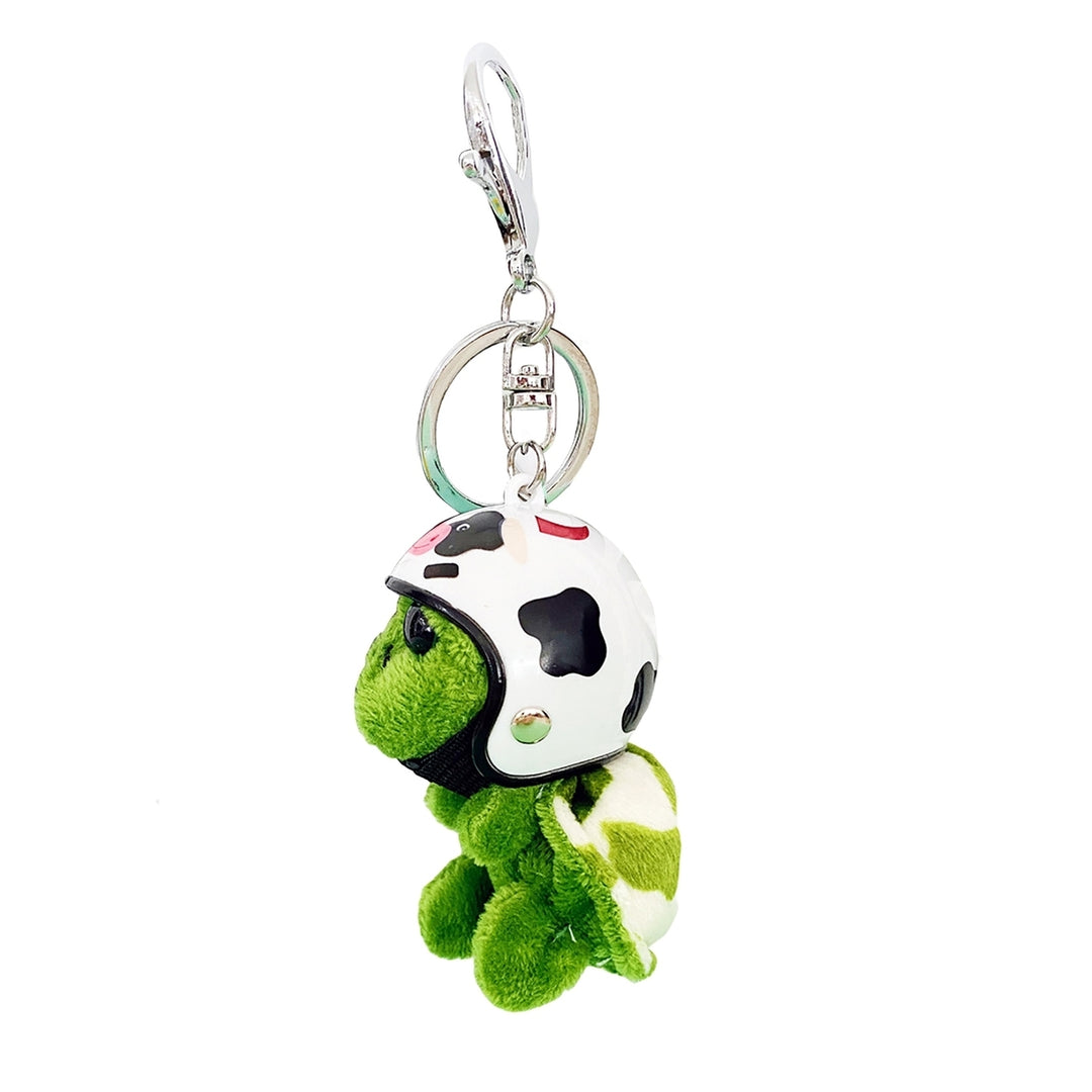 Plush Turtle Keychain with Helmet Metal Ring Funny Soft Fuzzy Backpack Ornament Anti-lost Cute Animal Key Ring Bag Image 7