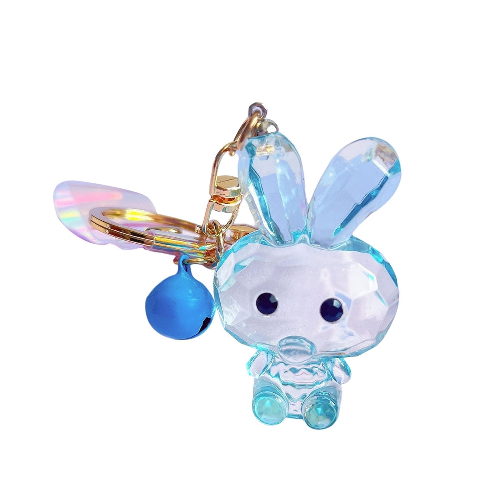 Key Chain Three-dimensional Animal Faux Crystal Polishing Decorate Texture Cute Cartoon Transparent Rabbit Keychain Bag Image 2