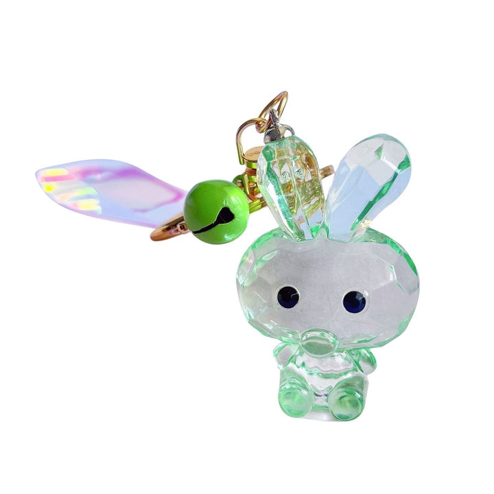Key Chain Three-dimensional Animal Faux Crystal Polishing Decorate Texture Cute Cartoon Transparent Rabbit Keychain Bag Image 1