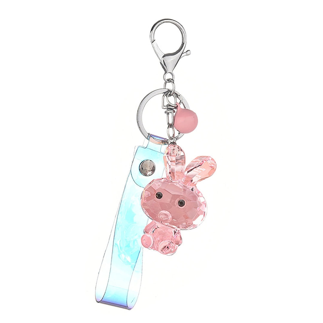 Key Chain Three-dimensional Animal Faux Crystal Polishing Decorate Texture Cute Cartoon Transparent Rabbit Keychain Bag Image 4