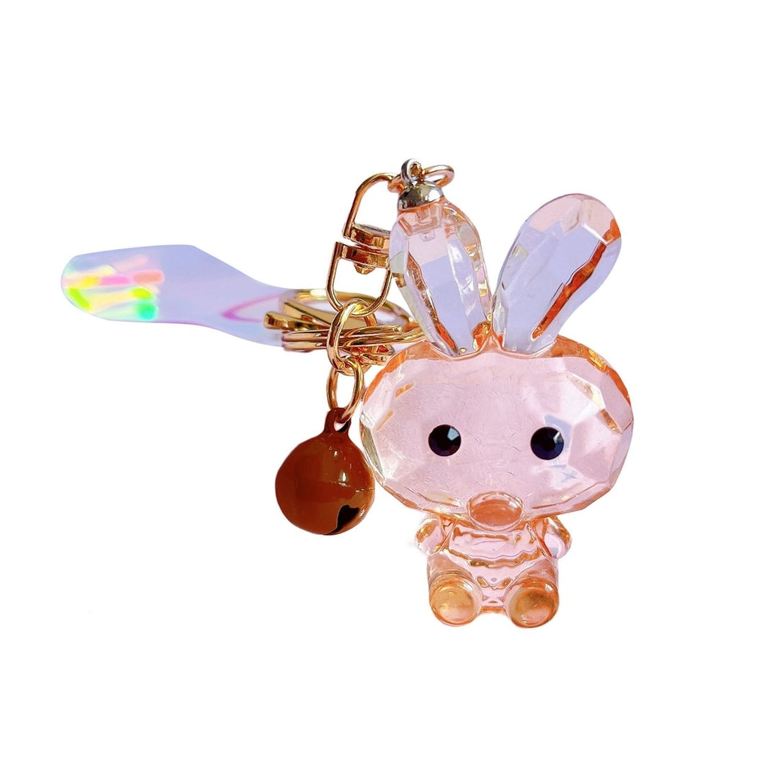 Key Chain Three-dimensional Animal Faux Crystal Polishing Decorate Texture Cute Cartoon Transparent Rabbit Keychain Bag Image 1