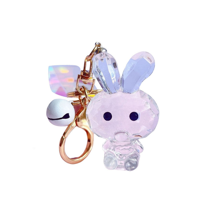 Key Chain Three-dimensional Animal Faux Crystal Polishing Decorate Texture Cute Cartoon Transparent Rabbit Keychain Bag Image 1