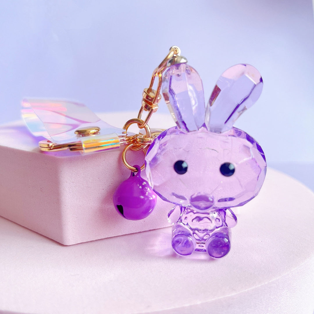 Key Chain Three-dimensional Animal Faux Crystal Polishing Decorate Texture Cute Cartoon Transparent Rabbit Keychain Bag Image 8