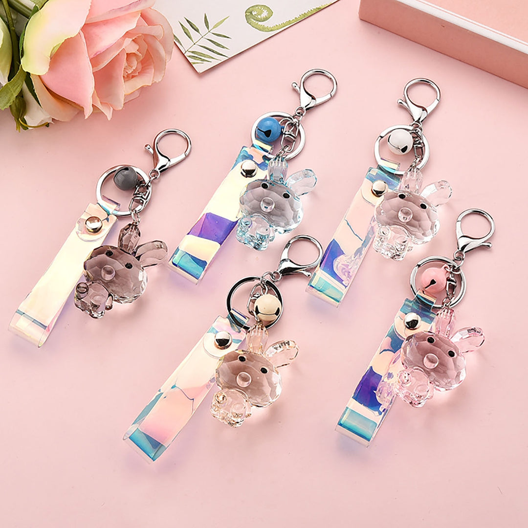 Key Chain Three-dimensional Animal Faux Crystal Polishing Decorate Texture Cute Cartoon Transparent Rabbit Keychain Bag Image 10