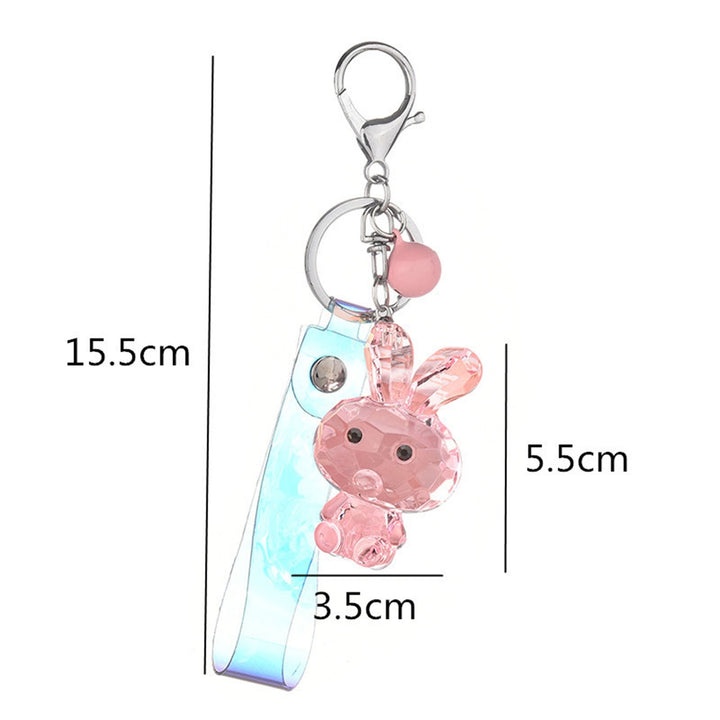 Key Chain Three-dimensional Animal Faux Crystal Polishing Decorate Texture Cute Cartoon Transparent Rabbit Keychain Bag Image 11