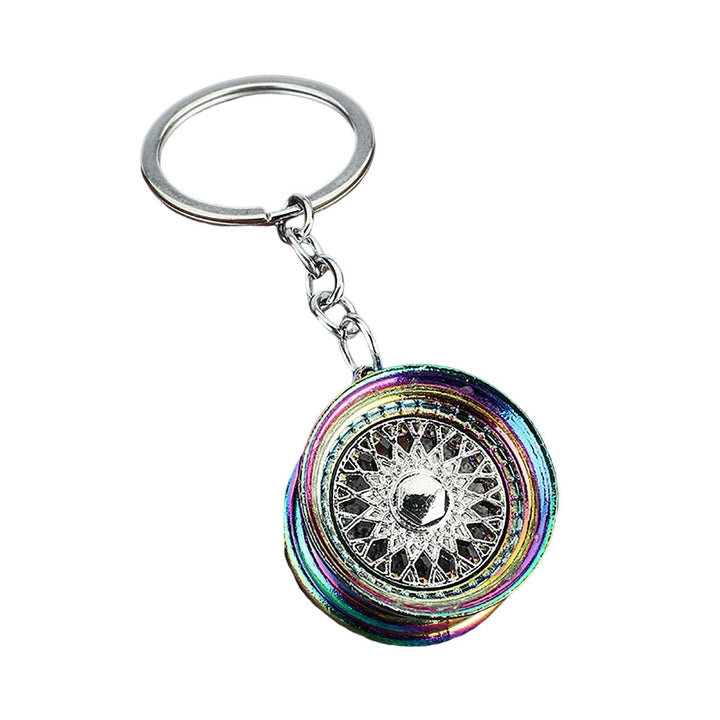 Wheel Rim Keychain Cool 3D Zinc Alloy Multi-colored Auto Parts Car Key Ring Pendant Backpack Ornament Image 1