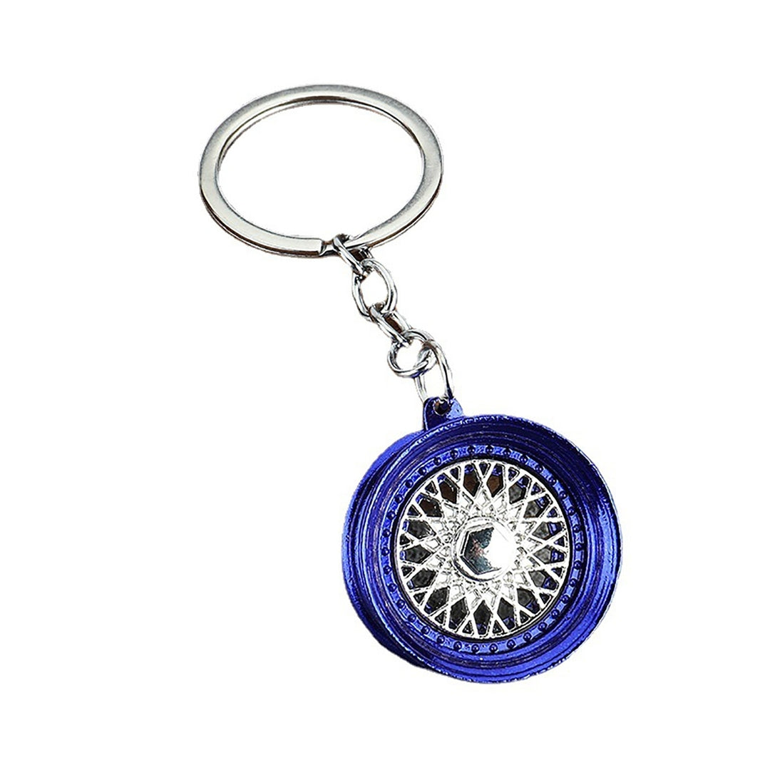 Wheel Rim Keychain Cool 3D Zinc Alloy Multi-colored Auto Parts Car Key Ring Pendant Backpack Ornament Image 3