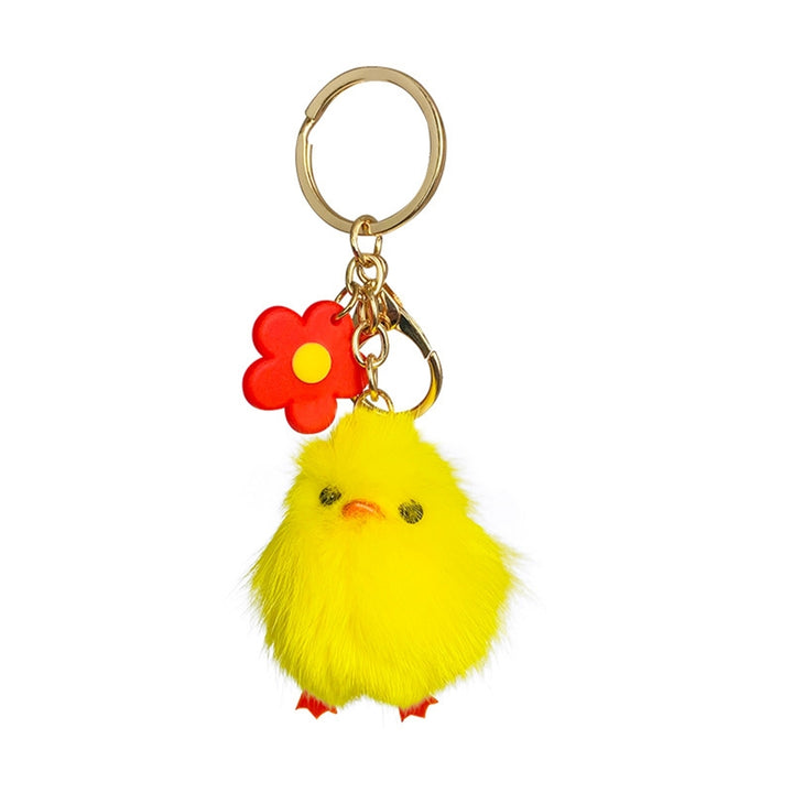 Plush Chick Keychain Fluffy Faux Mink Hairs Flower Charm Gift Cute Yellow Chicken Animal Car Key Ring Pendant Backpack Image 10