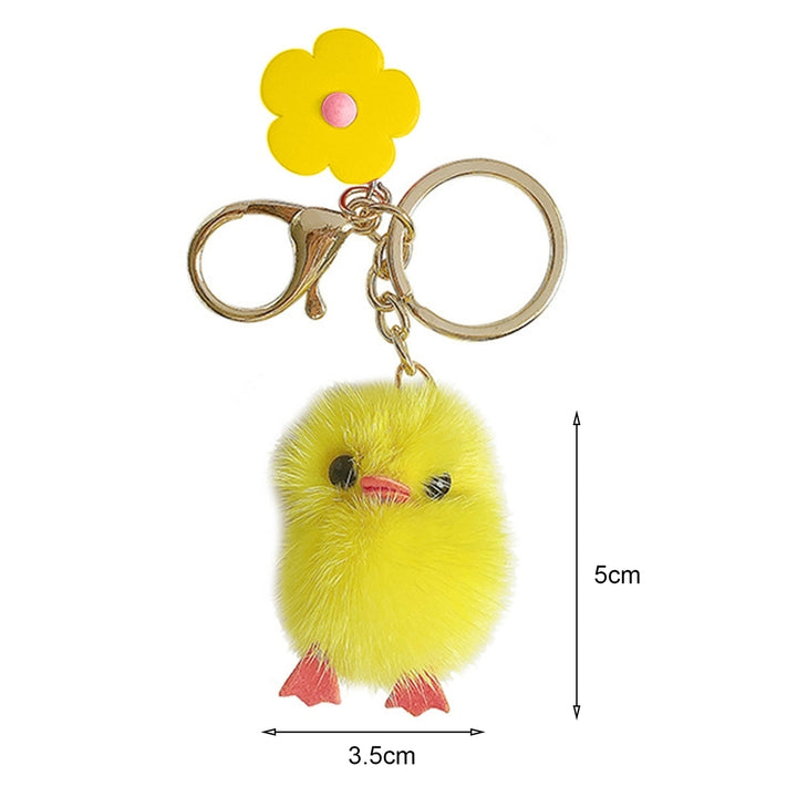 Plush Chick Keychain Fluffy Faux Mink Hairs Flower Charm Gift Cute Yellow Chicken Animal Car Key Ring Pendant Backpack Image 11