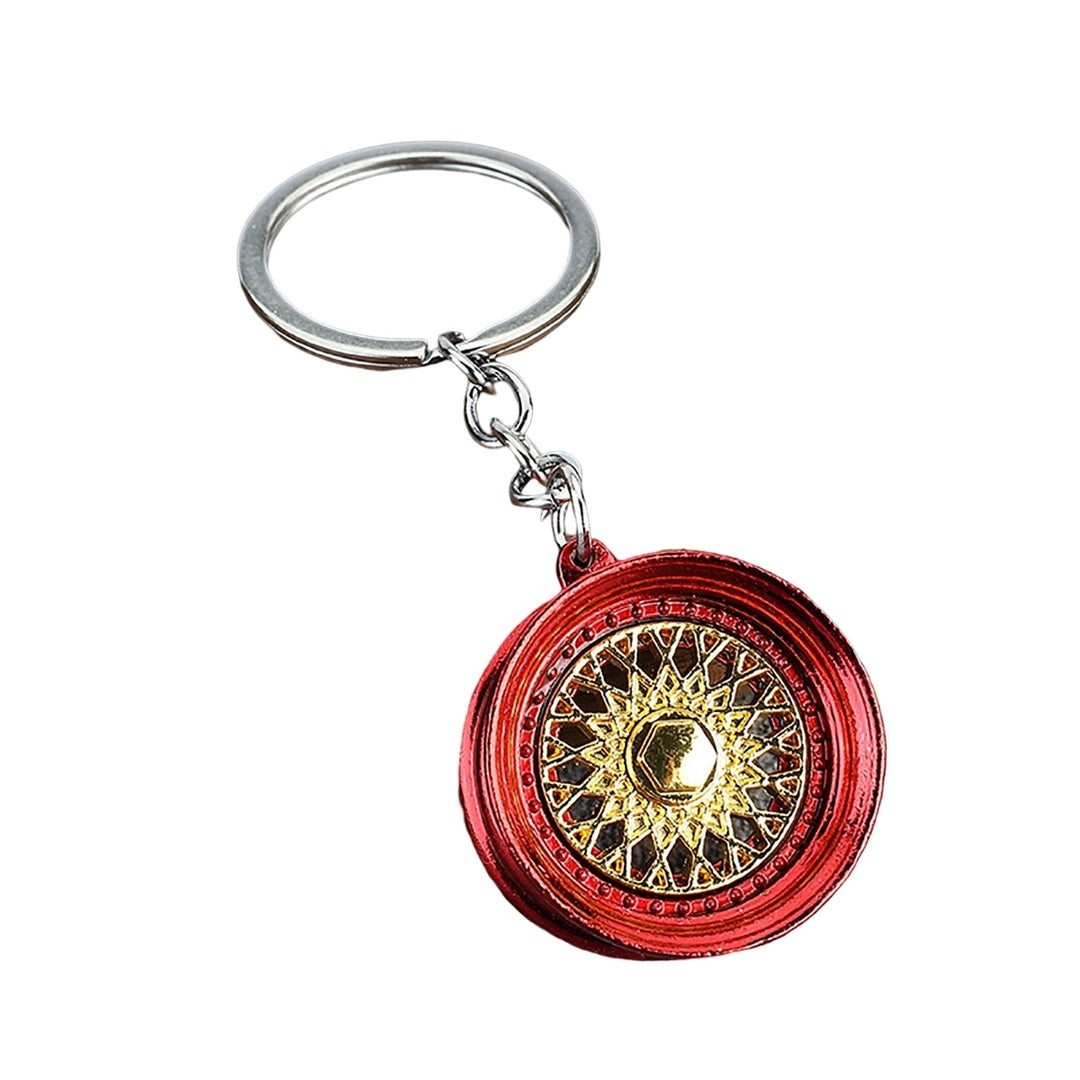 Wheel Rim Keychain Cool 3D Zinc Alloy Multi-colored Auto Parts Car Key Ring Pendant Backpack Ornament Image 6