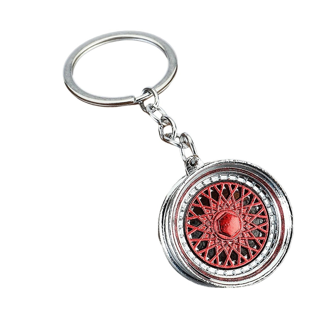 Wheel Rim Keychain Cool 3D Zinc Alloy Multi-colored Auto Parts Car Key Ring Pendant Backpack Ornament Image 1