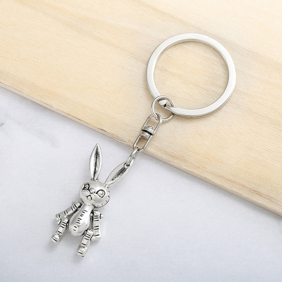 Rabbit Keychain Movable Rabbit Robot Men Women Unisex Zinc Alloy Backpack Ornament Bunny Animal Key Ring Student Image 1