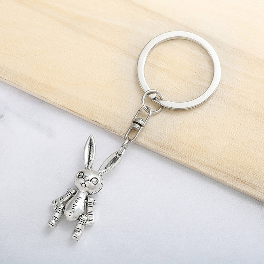 Rabbit Keychain Movable Rabbit Robot Men Women Unisex Zinc Alloy Backpack Ornament Bunny Animal Key Ring Student Image 1