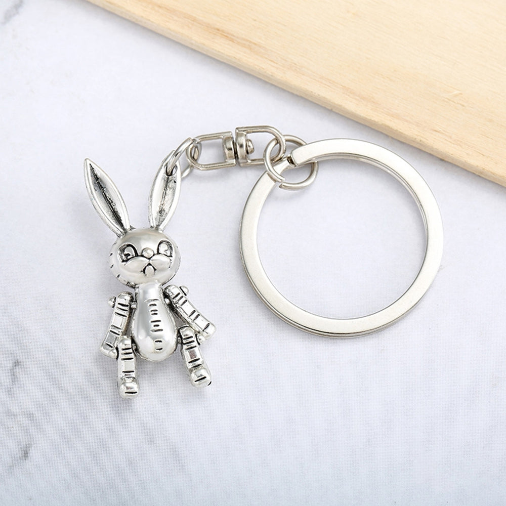 Rabbit Keychain Movable Rabbit Robot Men Women Unisex Zinc Alloy Backpack Ornament Bunny Animal Key Ring Student Image 2