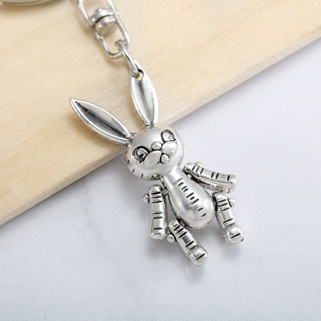 Rabbit Keychain Movable Rabbit Robot Men Women Unisex Zinc Alloy Backpack Ornament Bunny Animal Key Ring Student Image 7